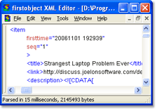 viewing formatted XML in the firstobject XML editor